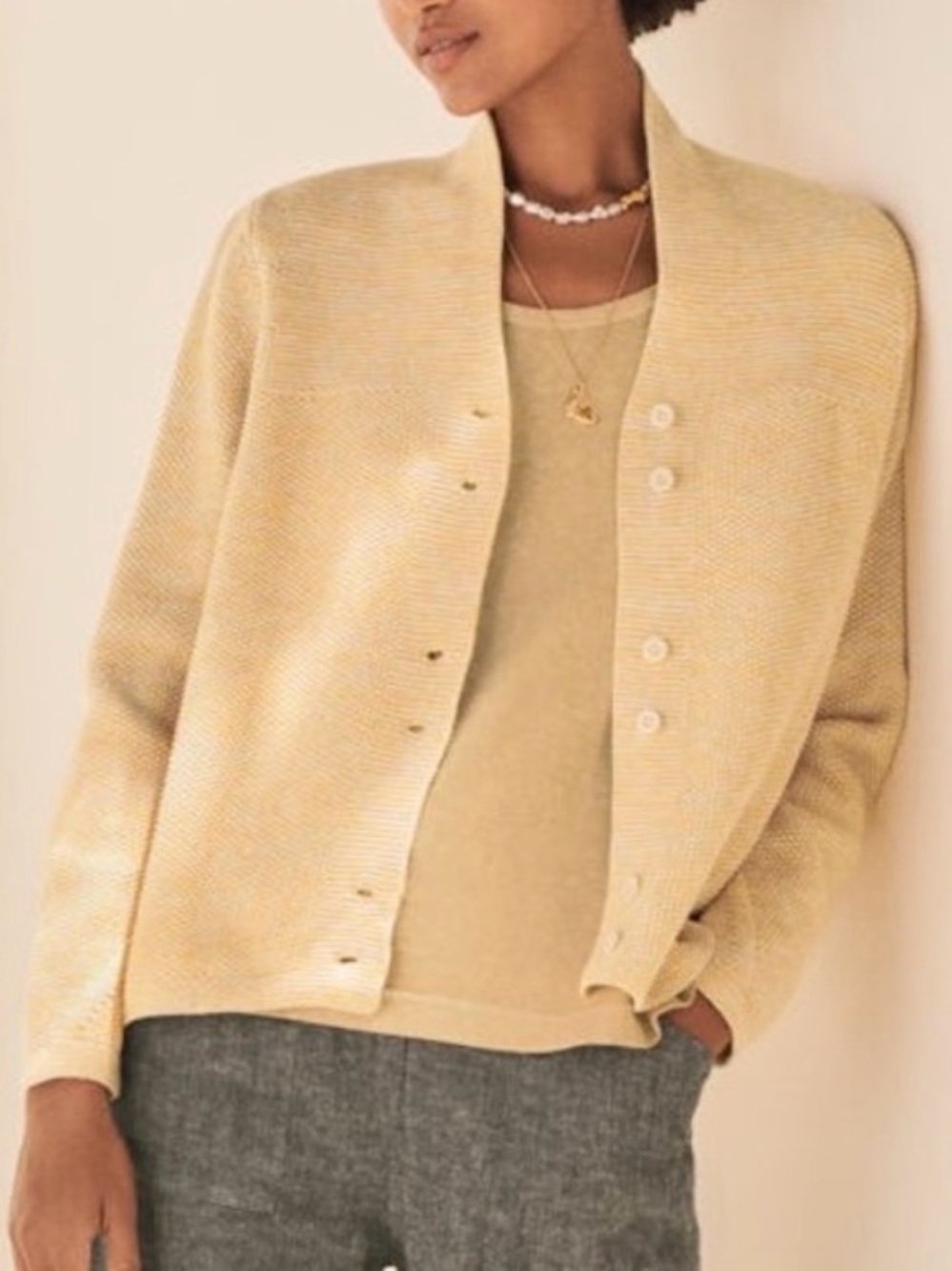Poetry Organic Cotton Button-Front Cardigan Soft Yellow Size 4 or Small
